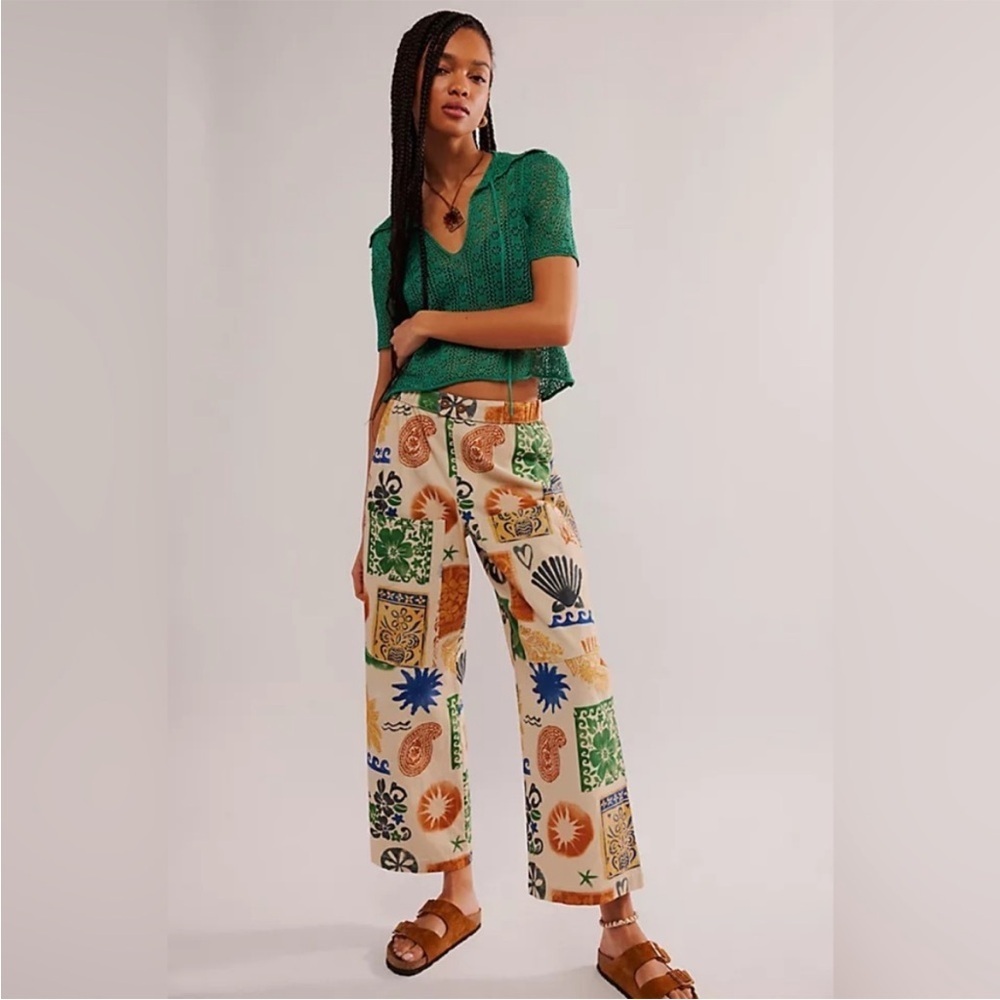 Free People Seaside Pull on pants colorway size xs coastal beachy nwot